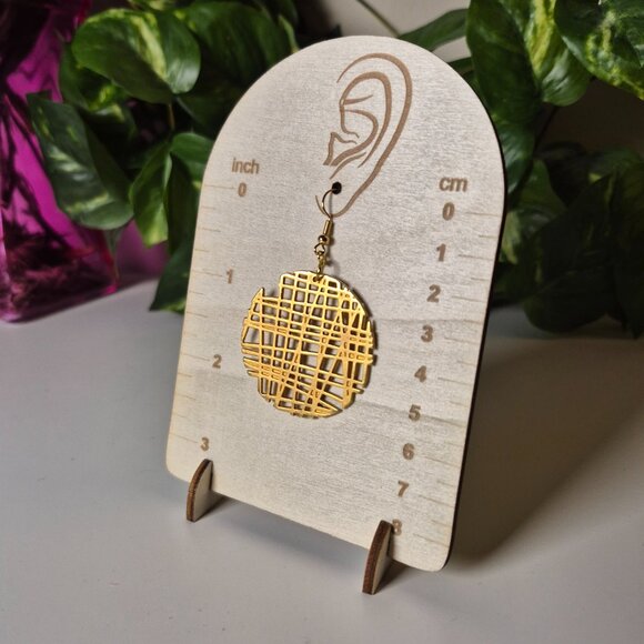 Upcycled Gold Abstract Hoops with 18K Gold Findings - Picture 3 of 6